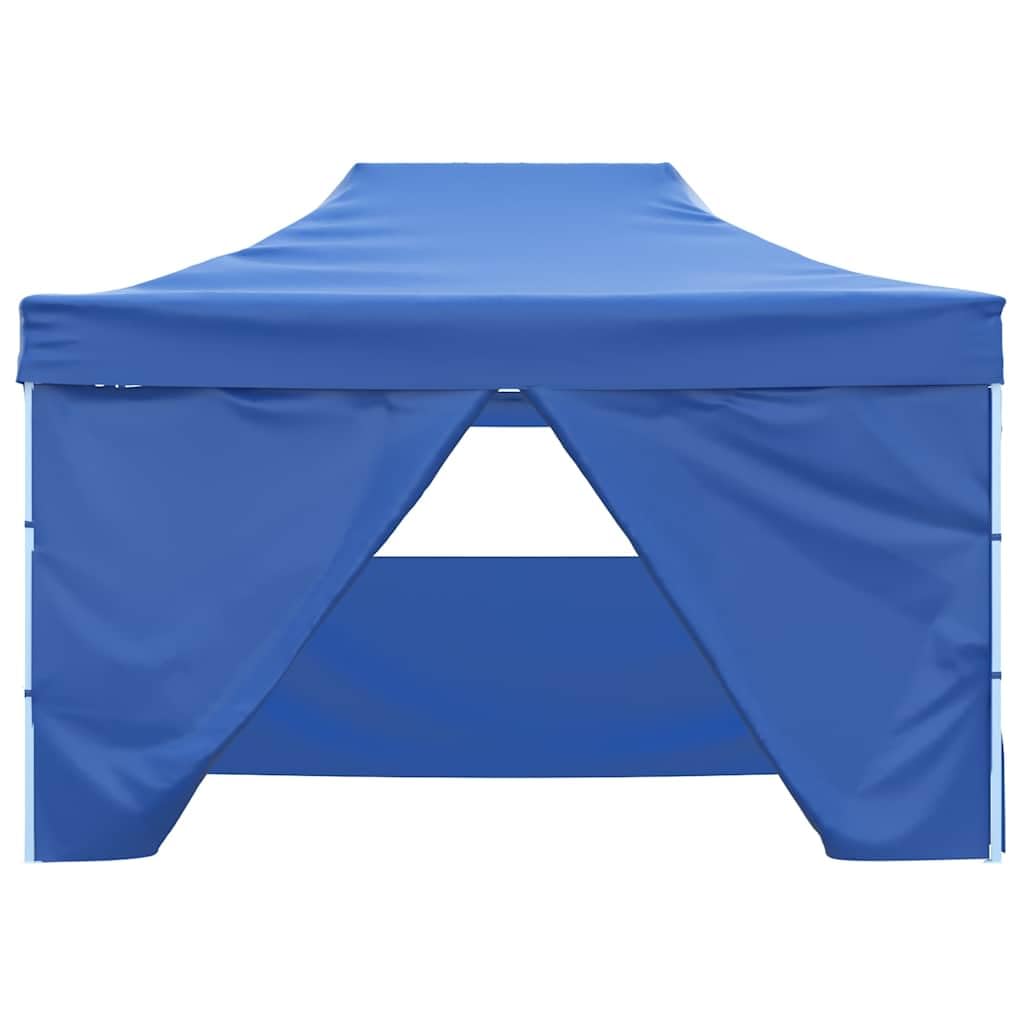 Gazebo pieghevole professionale con 4 pareti in acciaio blu, 3 x 4 m, per