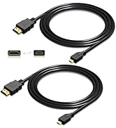 QINGLER Micro HDMI to HDMI Cable Adapter 2 Pack, Ethernet Audio Return Compatible with GoPro Hero...