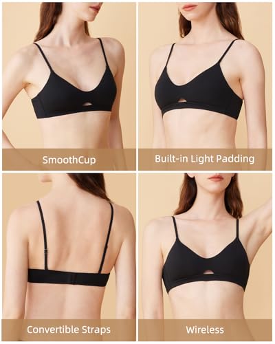 Image of Organic Pima Cotton Bra Wireless Padded Bralette Breathable Comfortable Bras for Women Everyday Triangle Bralette