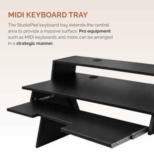 Image of Timber Acoustics StudioPad Mini Music Production Desk for Studio | Professional Music Producer Table for PC, MIDI Keyboard & Audio Setup (3.5' X 2.5') (Black)