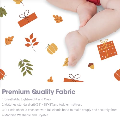 Image of Bimocosy Crib Sheets 4 Pack, Baby Crib Sheets Fitted for Boys and Girls Breathable & Snug Fit, Soft Toddler Bed Sheets for Standard Crib Mattress Nursery Daycare Essentials, Autumn Dinos