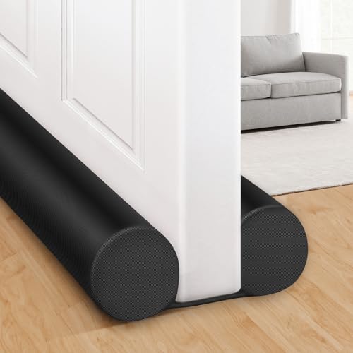 MAXTID Large Door Draft Stopper for Bottom of Door 36 Inch Under Door Draft Blocker Under Door Gap Filler Weather Stripping Adjustable Twin Door Sweep Door Draft Guard Window Seal Black