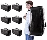 NATURELUX Heavy Duty Moving Bags with Backpack Straps and Strong Handles, Alternative to Moving Boxes and Storage Totes for Dorm Room Essentials, 6 Pack, Black