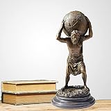 Greek Statue Sculpture, 12.6″ Atlas Statue with Globe Container, Pure Bronze Casting Sculpture, Perf
