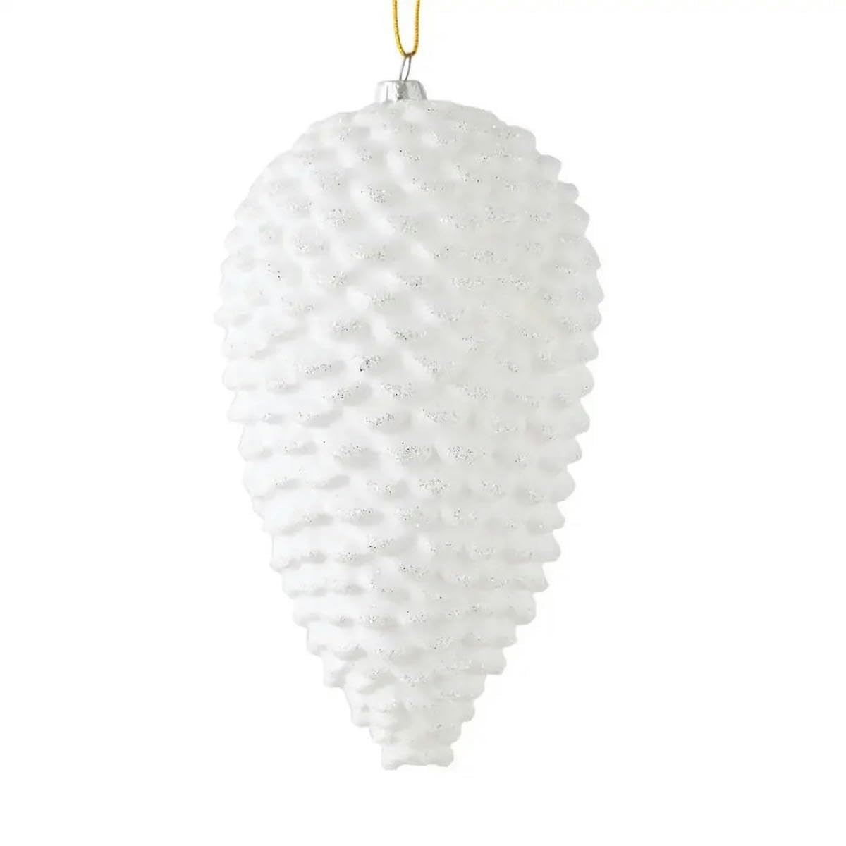 Ornamento natalizio a forma di pigna glitterata bianca da 7" infrangibile, confezione da 4 pezzi, scintillante-MULTI-Altro