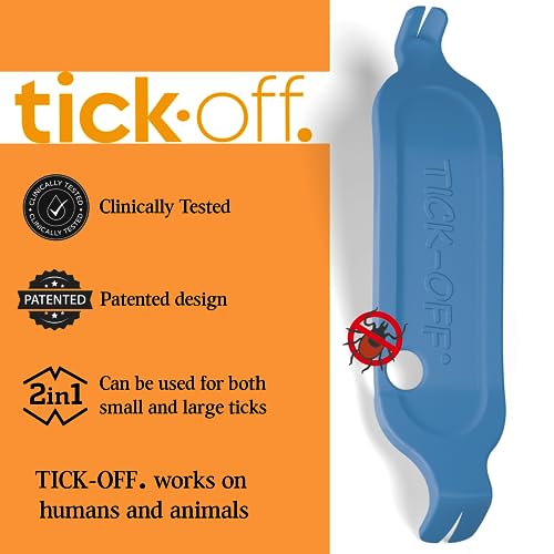 tick-off® | Patentierte Zeckenzange Mensch | Zecken Entferner mit 2 Größen Zeckenhaken & Ergonomischem Griff | Doppelseitig für Hunde Katzen Pferde | Klinisch getestet | Einzelpackung Blau