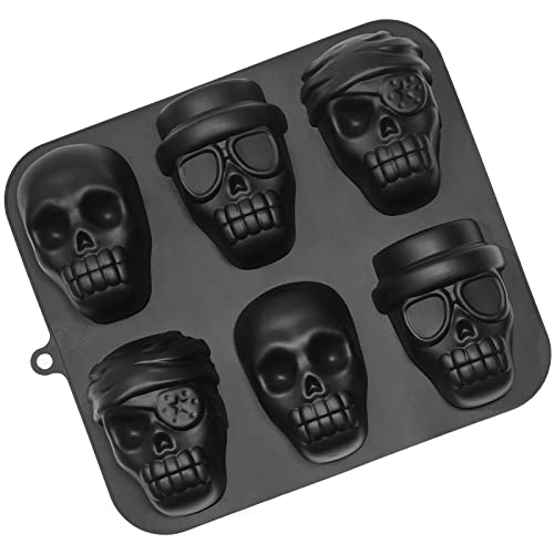 FreeNFond Halloween Baking Skull Cake Pan Molds Silicone Pirate Cakelet Tin