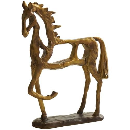 Escultura Decorativa de Caballo Dorado de Polystone 11"x3"x13"