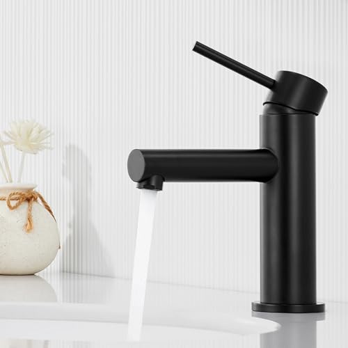 Cecipa Grifo De Lavabo Negro Griferia Baño Caliente Y Fría Grifo Baño Negro Mate Griferia Lavabo Con Altura De Salida Agua 90mm