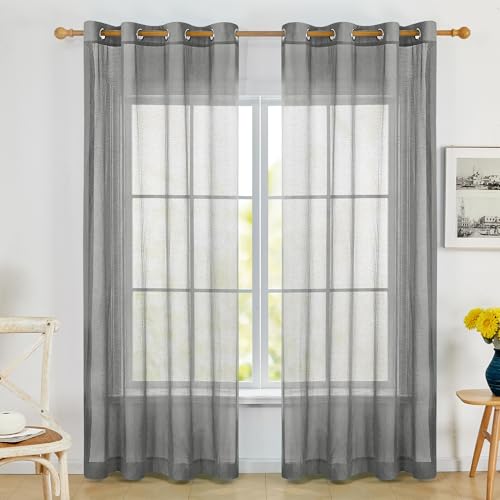 Deconovo Light Filtering Sheer Curtains 72 Inches Long for Living Room