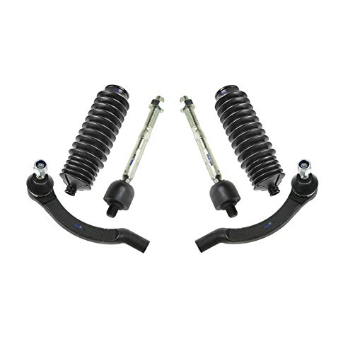 6 Pc Front Steering Kit Rack and Pinion Bellow Boot, Inner & Outer Tie Rod Ends