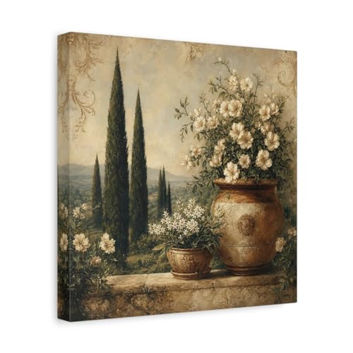 Paysage floral vintage sur toile pour une atmosphère douce et nostalgique au salon