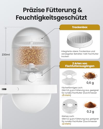 automatischer Fischfütterer mit 2.5K Kamera, App-Steuerung, feuchtigkeitsbeständiger Urlaubsfutterspender, Präzisionsfütterungssystem, visueller Monitor für Aquarien, Schildkrötenstiften (FS-2) – Bild 4