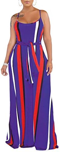 Women's Casual Sexy Summer Stripe Bodycon Long Maxi Dresses Floor Length Sleeveless Plus Size Sundresses