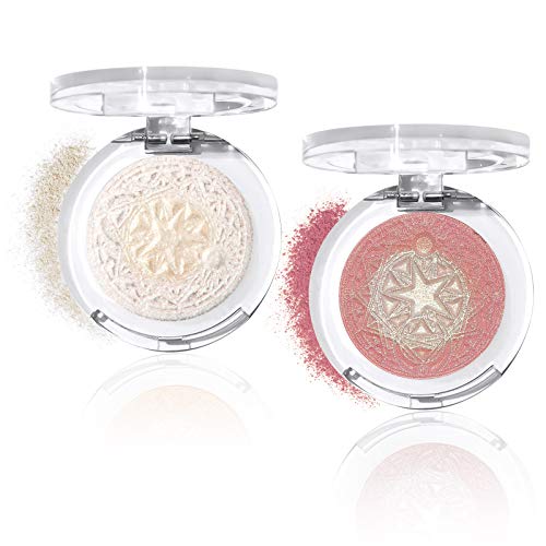 CHEERFLOR Highlighter Palette,2 Pack Highlighting Powder Makeup Highlighter Balm,Face Contour Powder Waterproof Long Lasting Brilliant Lighten Skin Color Gift For Girls And Women