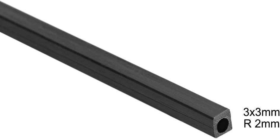 sourcing map Carbon Fiber Square Tube 3x3x2mm Inner Round Dia. 200mm Length Pultruded Carbon Fiber Tubing for RC Airplane 5 Pcs - Image 3