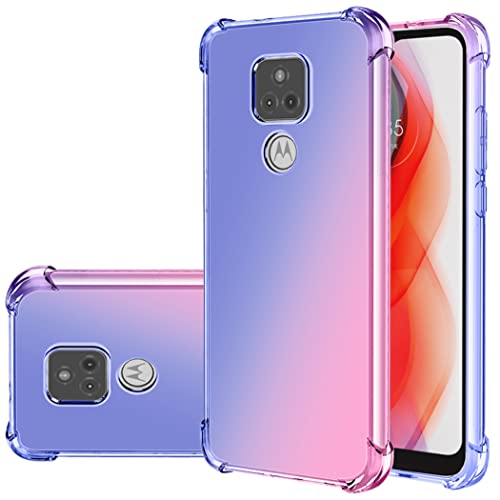 Gufuwo Case for Moto G Play 2021 Case, Motolora G Play Cute Case Girls, Gradient Slim Anti Scratch Soft TPU Phone Cover Shockproof Protective Case for Motolora Moto G Play 2021 (Blue/Pink)