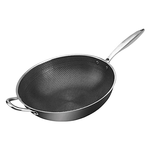 Wok de acero inoxidable con doble mango y antiadherente
