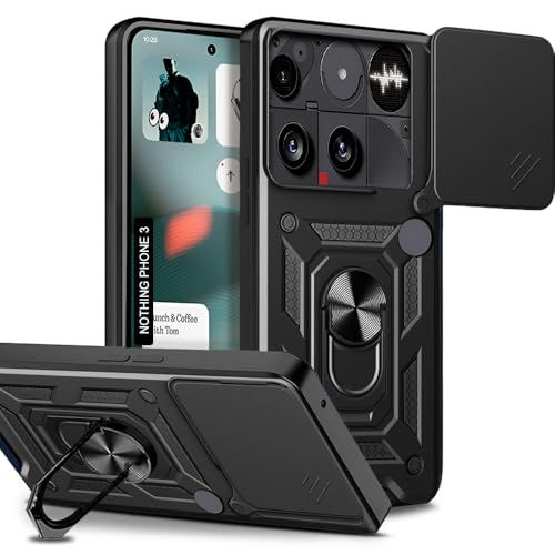 Image of AESTMO Tough Armor Nothing Phone 3 Bumper Back Case Cover | Ring Holder & Sliding Camera Shield Cover | 360 Degree Protection Back Case Cover for Nothing Phone 3 (Black)