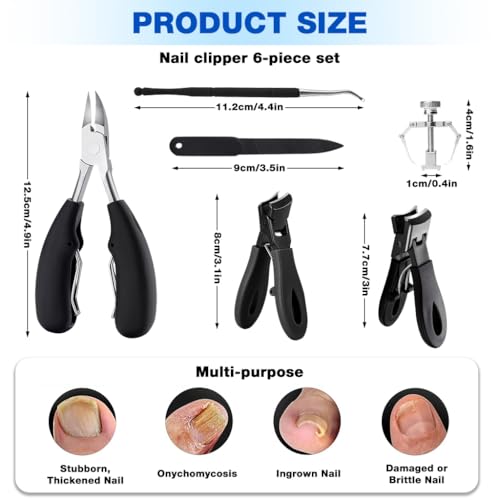 Image of MAYCREATE Fingernail Toenail Clippers for Thick & Ingrown Nails, Professional Large Toe Nail Clippers Set with Pedicure Tool, Toenails Nail File Tools Kit for Seniors, Manicure Set for Men Women