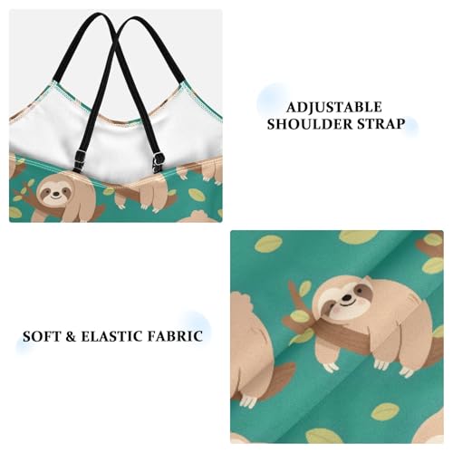 senya Girls Swimsuits One-Piece Swimwear Tie Bathing Suit Beach Summer Round Neck 9-10T Sloth Tree Branch Pattern3