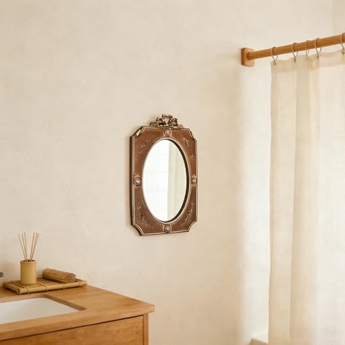 Miroir nœud petit miroir mural 24x16 cm rétro orné pour coiffeuse et salon