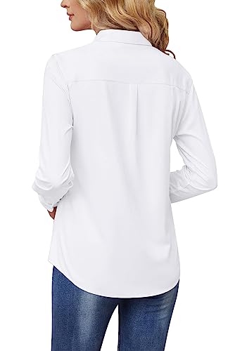 TOLOVIC Wrinkle Free Womens Button Down Shirts for Women Long Sleeve Stretch Business Office Formal Work Blouses Tops White - image 5