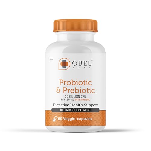 obel Probiotic & Prebiotic Supplement Digestive Health Support | with Turmeric | 20 Billion CFU per Serving