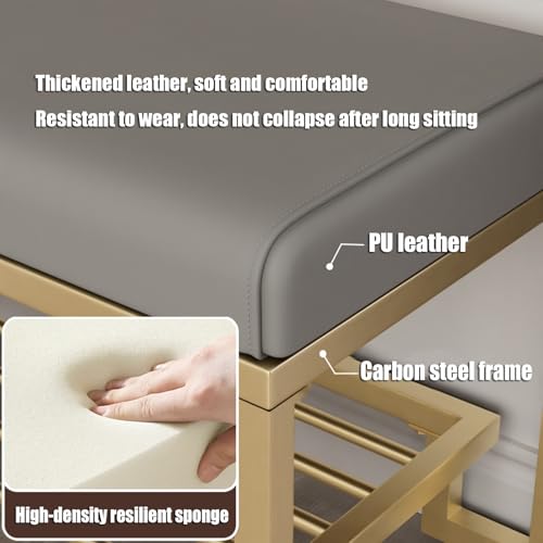 Banc à chaussures rembourré en métal noir pour entrée et couloir