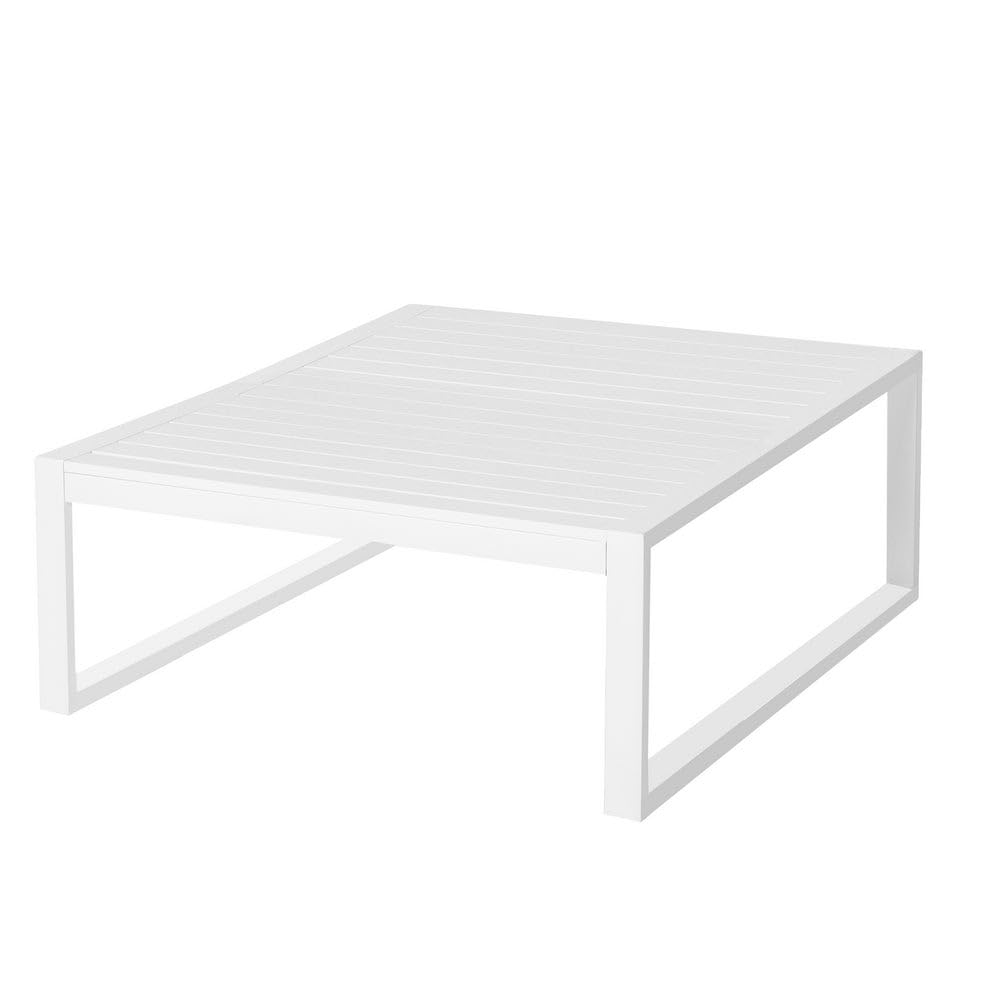 LOLAhome Mesa de Centro de jardín laminada Io de Aluminio Blanca de 100x100x45 cm, certificación Contract, Tratamiento Epoxi para Exterior, Ligera y Resistente - Colección IO