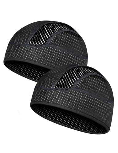 Becellen 2 Piezas Gorro Ciclismo, Verano Transpirable Bici Sotocasco Forro de Casco Elástico Gorros Deporte Unisex Skull Cap Gorra para Hombre Mujer