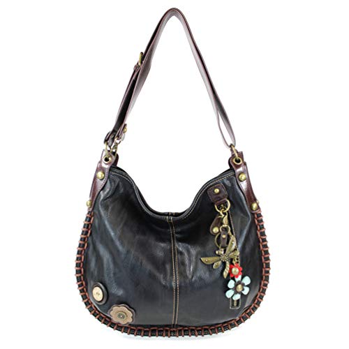 CHALA Handbags Charming Crossbody or Shoulder Convertible Large Chala Purse - BLACK (Metal Dragonfly)