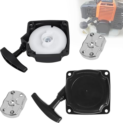 Lot de 2 Lanceur à Rappel avec Plaque de Cliquet pour Moteurs 33cc 43cc 47cc 49cc 50cc, Démarreur à Tirer de Remplacement pour Débroussailleuse, Coupe-Bordure,...