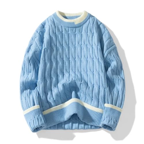 Men's Knit Pullover Sweater Patchwork Style Loose Fit Youthful Vitality Warm Casual Knitwear Fashion Winter Top4