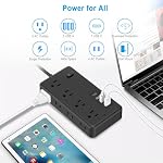 Protecteur de bande de puissance avec 8 Sorties & 3 USB Ports & 1 USB-C Port (5V/3A), 1700 Joules, Bouchon plat en angle, Sorties espacées & ETL Répertorié Power Outlet pour le bureau d'accueil - noir