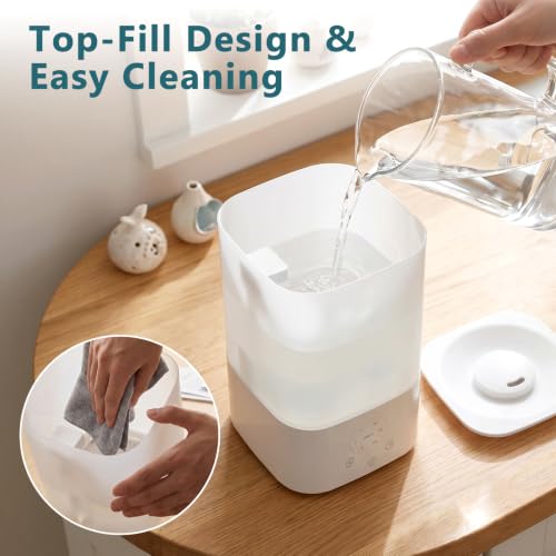 Electactic Top Fill Humidifiers for Bedroom, 3.2L Large Capacity, Easy to Fill & Clean, Touch Control, 7 Color LED Light, Timer/Sleep Mode, 360° Nozzle, Auto Shut-Off, Humidification for Baby Nursery - Image 2