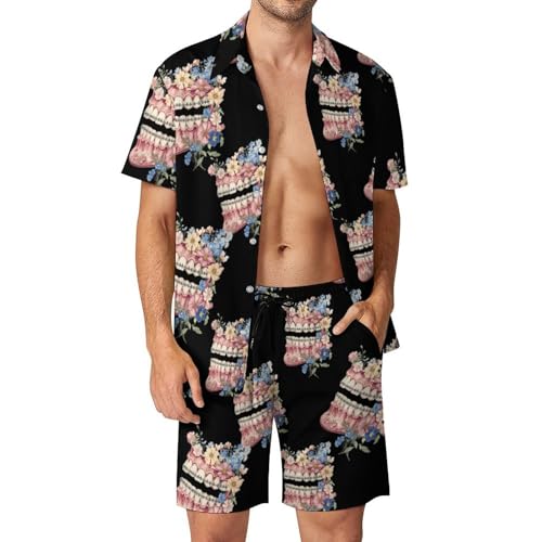 Traje de vacaciones de dos piezas con camisas de botones y motivos de dentista para verano