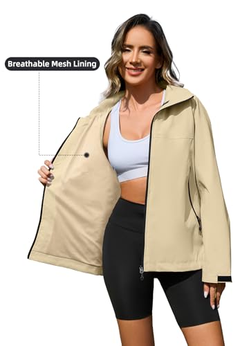 Zando Lightweight Rain Jacket Women Waterproof Rain Coats for Women Loose Fit Raincoat Hooded Hiking Windbreaker Jacket Women4