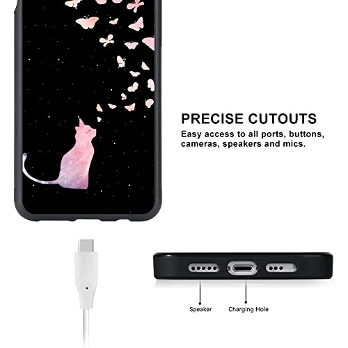 Ook Compatible With Samsung Galaxy S10E 5.8 Inch Case, [Built In Screen Protector],Cute Cat Butterfly Design Hard Pc Back Anti Slip Shockproof Protective Case For Samsung Galaxy S10E #TOP3