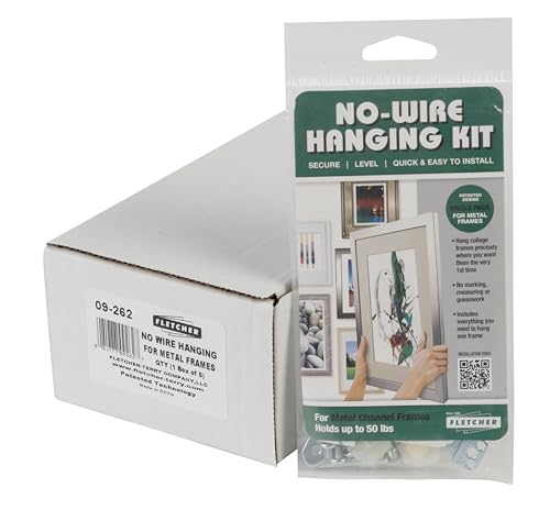 Image of Fletcher Picture Perfect No-Wire Hanging Kit for Metal Picture Frames | Keeps Frames Level with Flush Mount Hardware for Wall Art, Mirrors & Signs | Supports up to 50lbs.