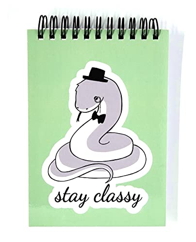 Twwannabe “Stay Classy”- 4 Pack Animal Spiral A6 Lined Notebook, Hard Cover, Pastel Colors, 100 Pages (Pastel Green) #TOP5