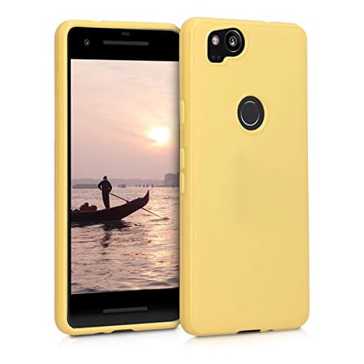 kwmobile TPU Case Compatible with Google Pixel 2 - Case Soft Slim Smooth Flexible Protective Phone Cover - Yellow Matte
