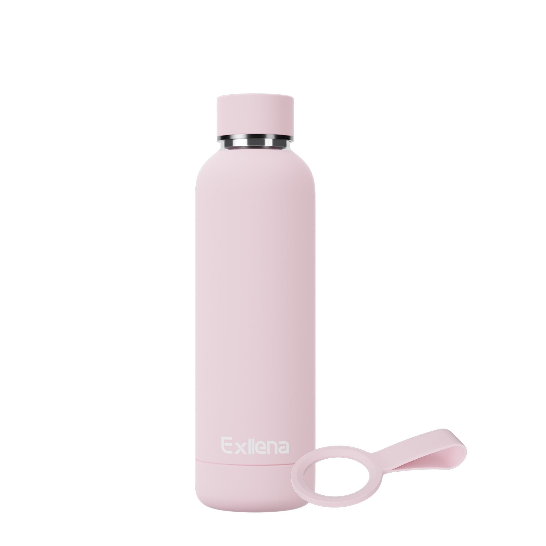 Exllena Borraccia Termica 500 ml - Bottiglia Termica Doppio Vuoto Mantenere Calore/Freddo - Senza BPA - 100% A Tenuta Stagna con Anello per Tote (Rosa)
