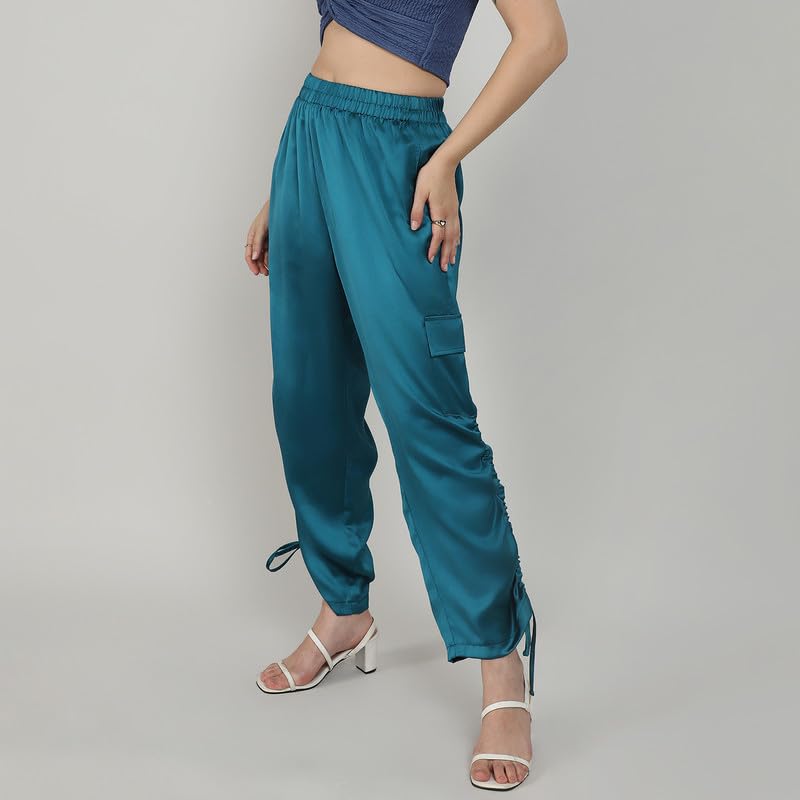 Image of PINACOLADA Women's High Rise Cargo Pants for Casual Wear | High-Rise | Cargo Pants Crafted with Comfort Fit for Everyday Wear