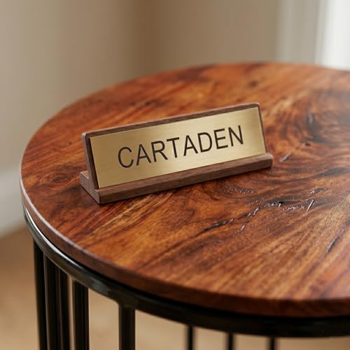 Image of CARTADEN Side Table, Small Round End Table with Lower Shelf, Nightstand for Small Spaces, Bedside Coffee Table for Living Room, Bedroom Black Brown