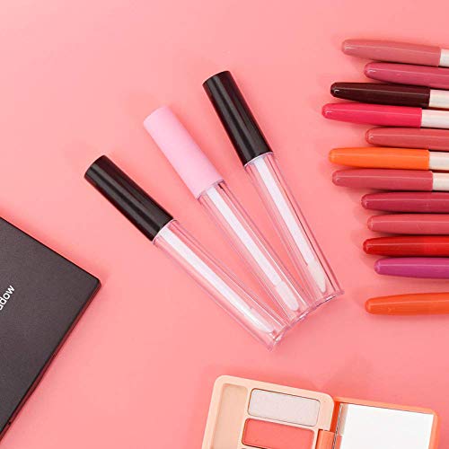 RONRONS Set of 20 Refillable Lip Gloss Bottles with Rubber Inserts,Empty Lip Gloss Tubes Containers (Pink+Black)