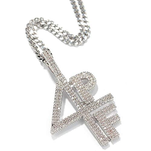 Collier 4pf personnalisé hip hop avec pierres scintillantes argentées en maille cubaine