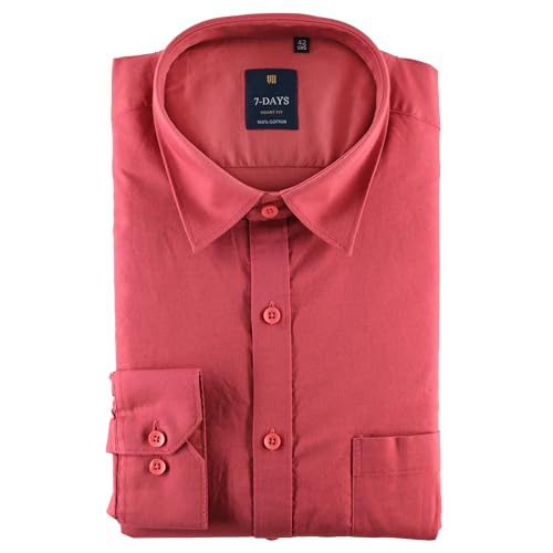 Image of 7-DAYS Men's 100% Cotton Full Sleeve Shirt for Men | Premium Plain Shirt | Tailored Fit (Between Slim & Regular) | Stylish Office & Casual Wear | with Pocket