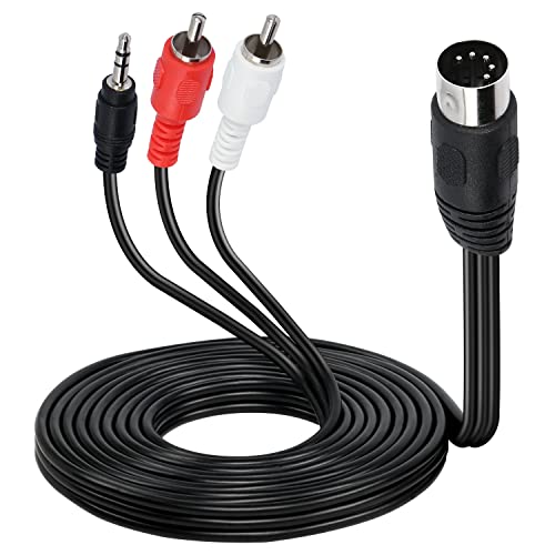 Din Midi 5 Pin To Rca And 3.5Mm Cable, 5 Pin Din Male Plug To 2Rca/3.5Mm Male Trs Stereo Aux Adapter Cable For Radio Audio Equipment Signal Output-5.9Ft #TOP23