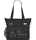 Song of Solomon 3:4 I Have Found The One Whom My Soul Loves Tote Bag Christian Cross Bible Cover Verse Church Office School Travel Gym Book Organizer - Black